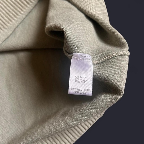 Sage Green Turtleneck Sweater with ribbed cuffs and hem - Picture 6 of 7